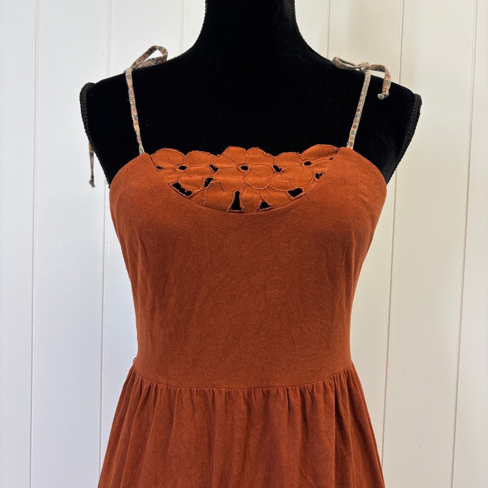 VTG Young Edwardian 70s Festival Boho Faux Suede Tiered Dress Size M Milkmaid - Picture 7 of 10